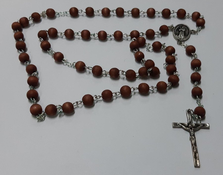 Handmade Rosary Gammal Religiöst radband Vit med Jesus Kristus Rosblad