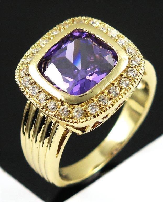 Guldfylld Amethyst w/Cz Ring USA Size 8 Sweden Storlek 18