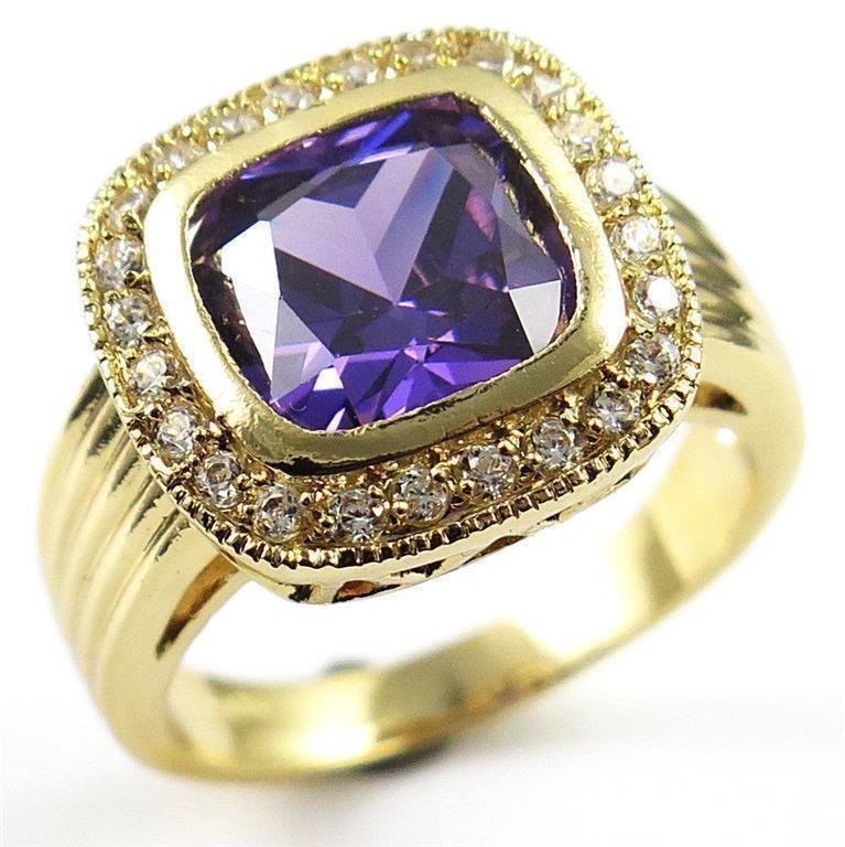 Guldfylld Amethyst w/Cz Ring USA Size 8 Sweden Storlek 18