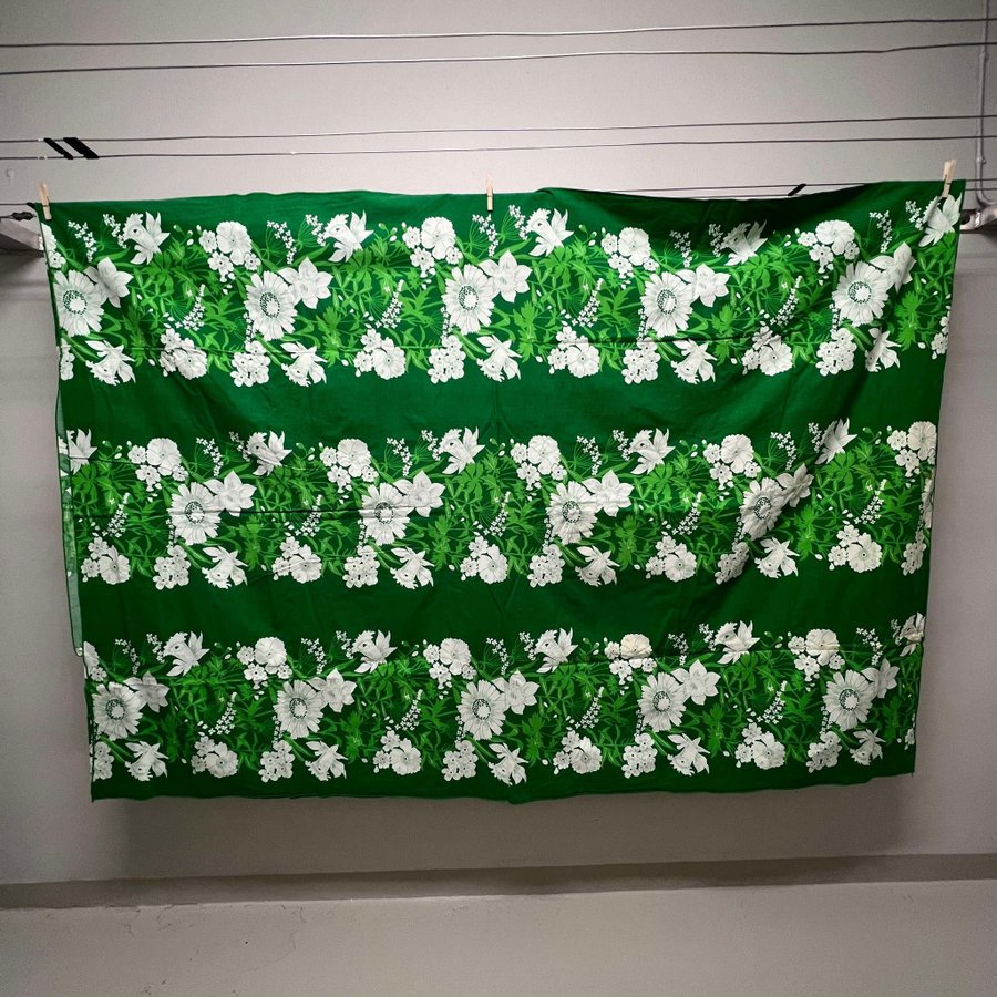 Retro påslakan grönt  blommigt • Sängkläder Hemtextil Tyg Textil Sömnad Vintage