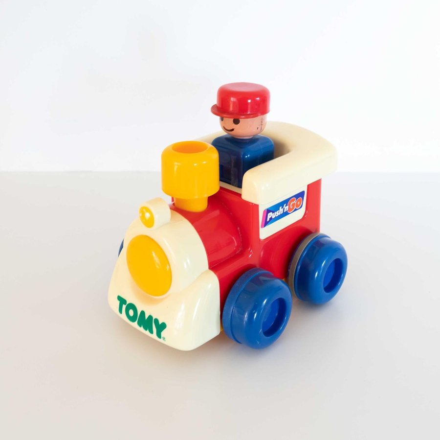 VINTAGE TOMY PUSH'N GO TRAIN ENGINE/LOK 1991 AKTIVITETSLEKSAK