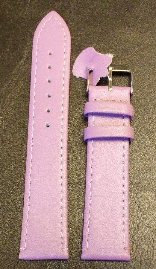 *NY Klockarmband i äkta läder - Rosa - krom spänne - 16 mm - Prisvärt