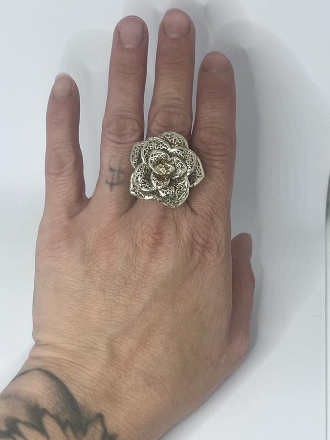 Sterling sølv filigran fingerring