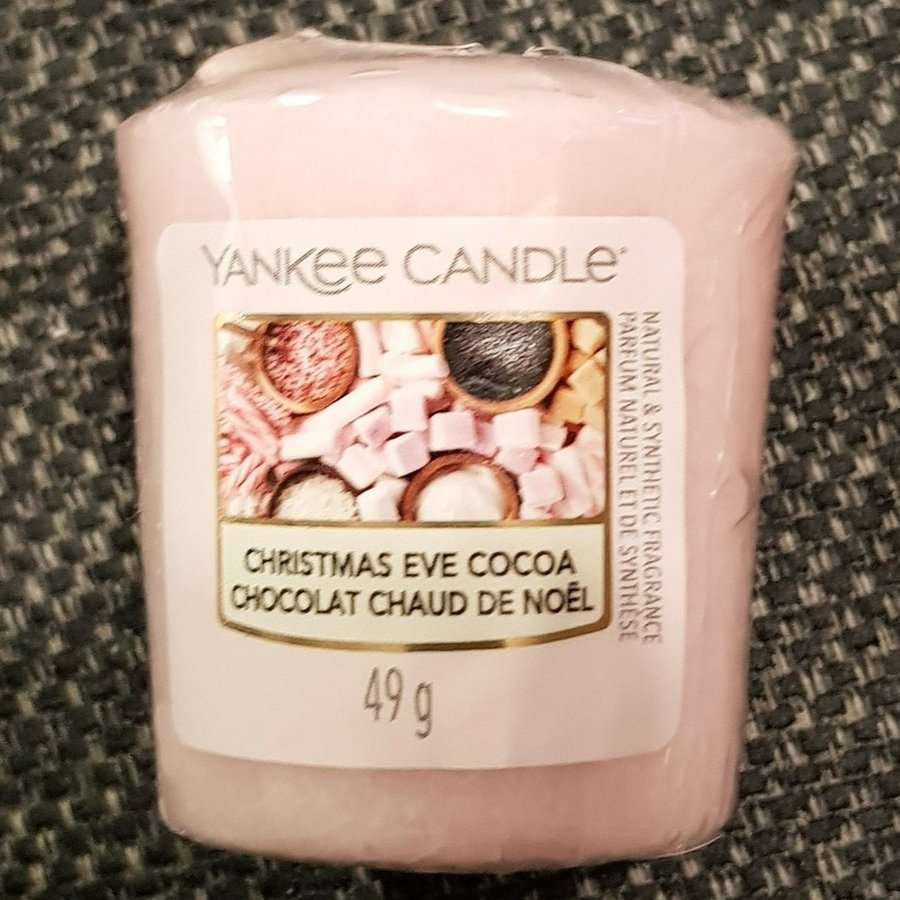 Yankee Candle, doftljus, "Christmas Eve Cocoa", JUL, Billig frakt.