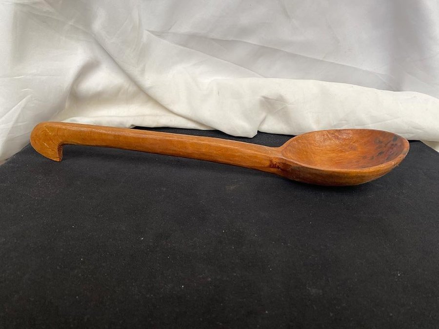 Antique Hand-Carved Oak Wood Giant Ladle