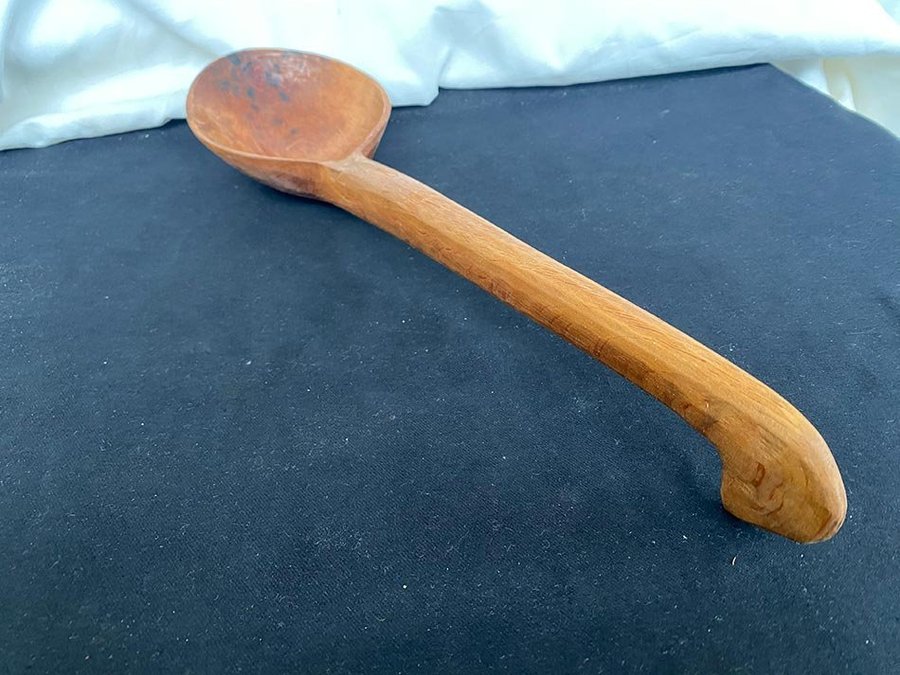 Antique Hand-Carved Oak Wood Giant Ladle