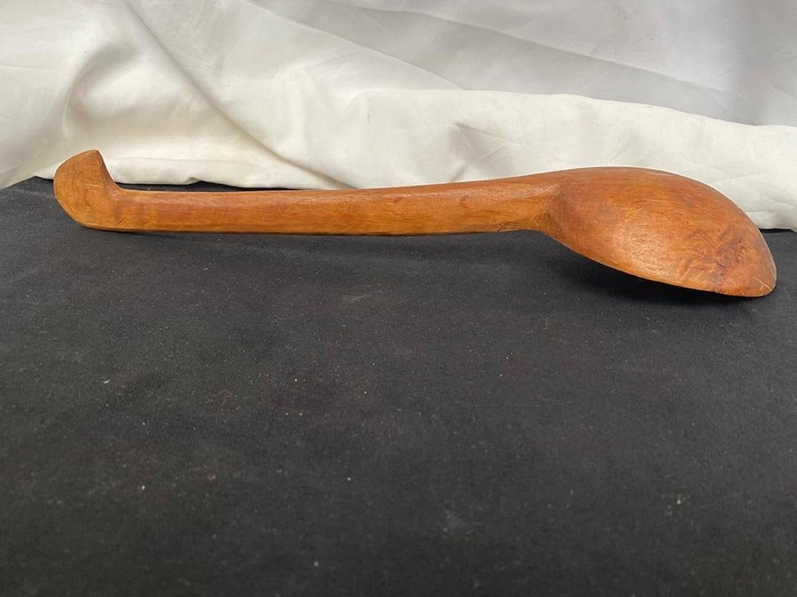 Antique Hand-Carved Oak Wood Giant Ladle