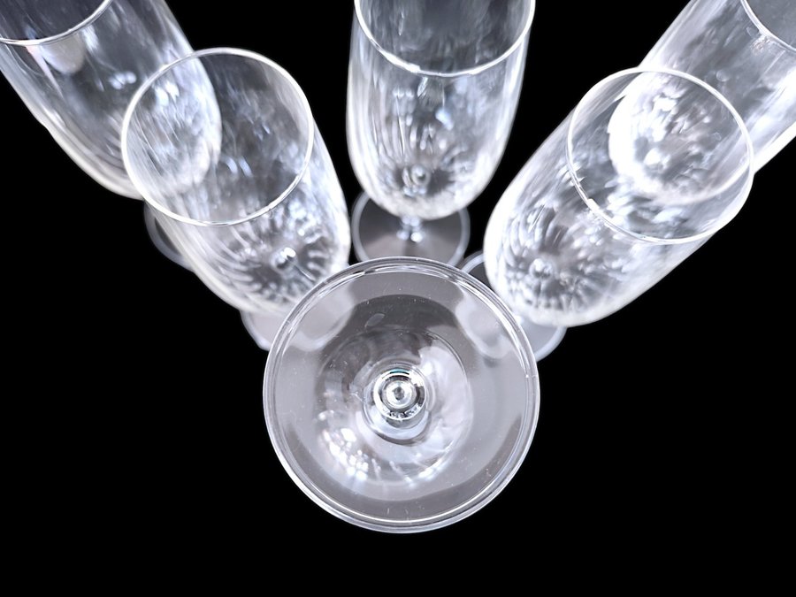 6 st vintage kristall champagne glas déco borddesign XXe art déco Frankrike N390