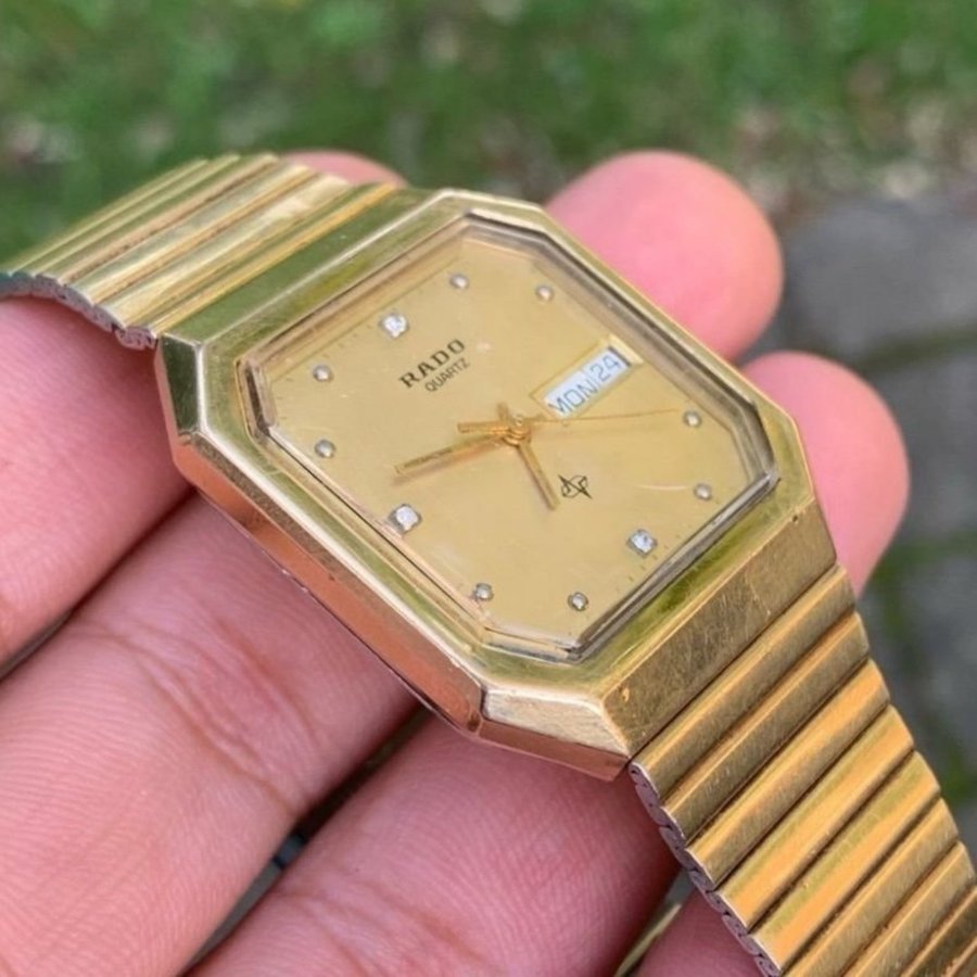 Vintage Rado Kvarts Guld ,Klassiskt Herrur, Fungerar, Helt original