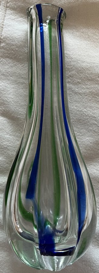 Vintage glasvas med blå och gröna ränder - Archimede Seguso - Murano