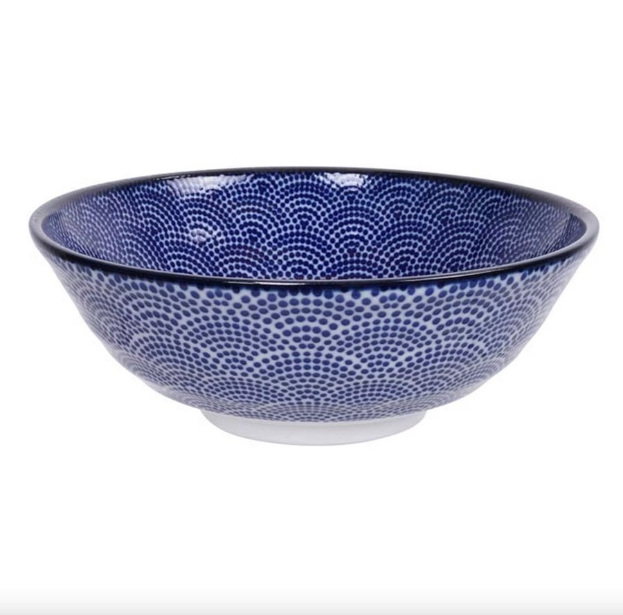 4 Stycken Helt NYA Tokyo Design Studio Nippon Blue Soba Skål Dots 21 cm