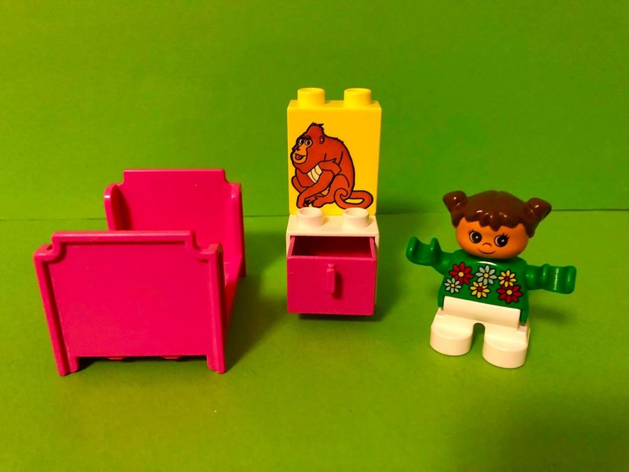 Lego DUPLO Rosa Barnrum med Flicka Nattduksbord och Apa