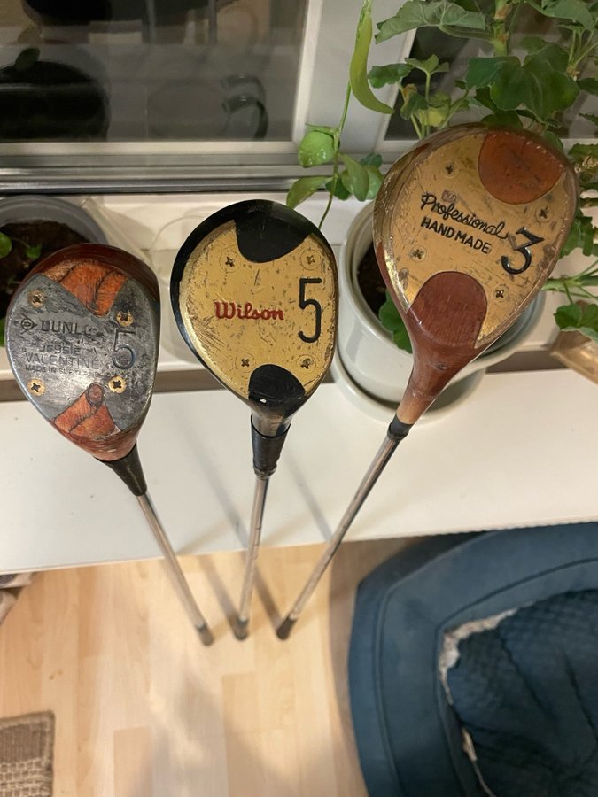 3 st. Golfklubbor Vintage Wilson Dunlop Handmade