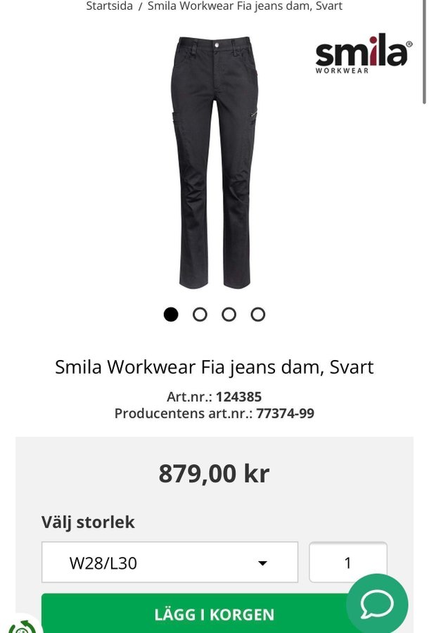 Helt nya!! arbetsbyxor, Smila workwear Fia jeans, nypris 879 kr, svart