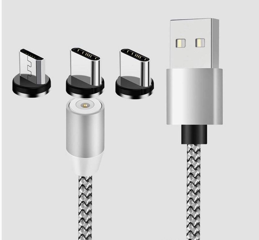 Mobil laddare Magnetiska 3 in 1 Micro USB-C - iPhone - Android
