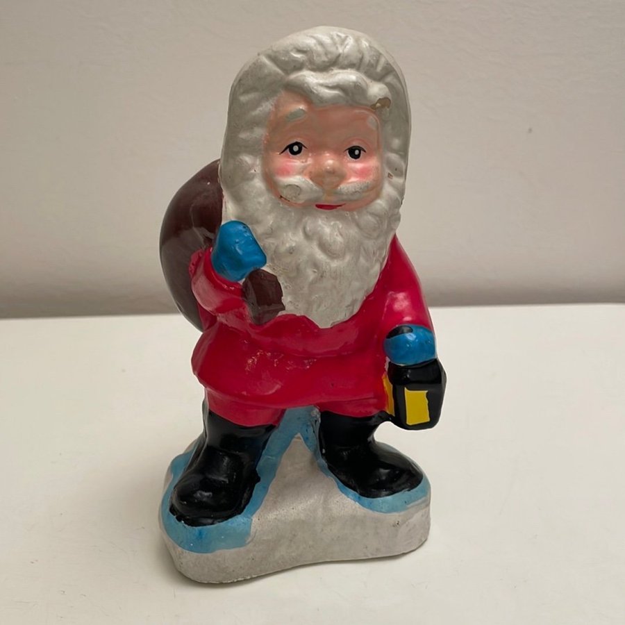 Vintage Retro Jultomte Jul Tomte Nisse Tomtenisse Santa Claus med Lykta och Säck