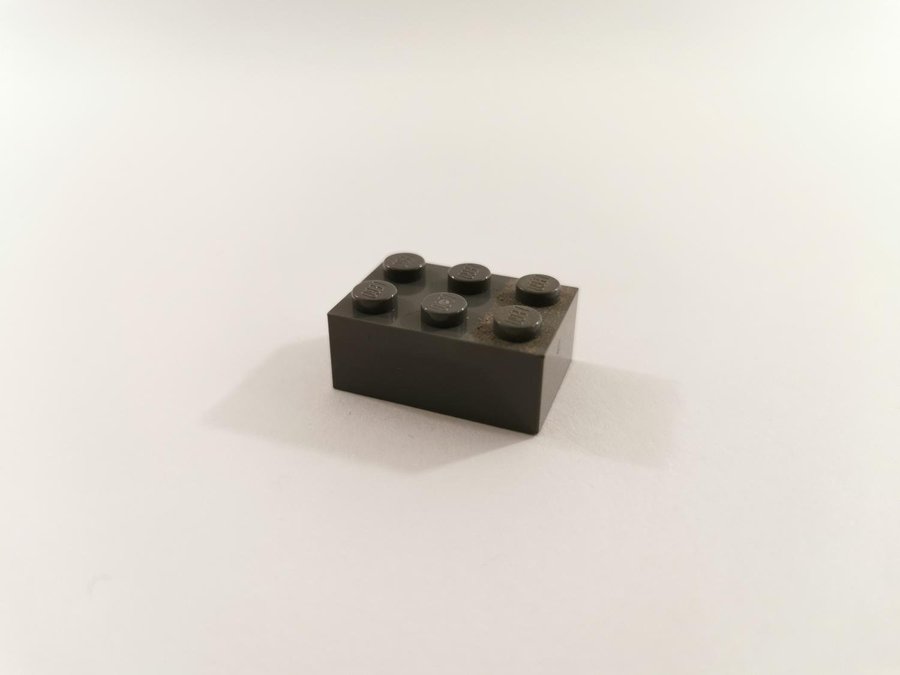 Lego - brick - bas - hög - 2x3 - part 3002 - mörkgrå (bluish)