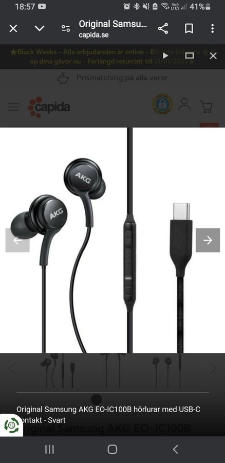 AKG EO-IC100B Hörlurar med USB-C