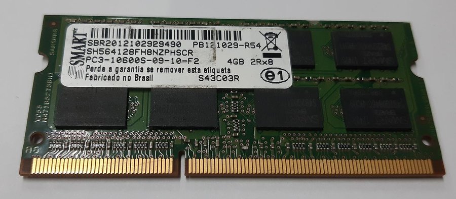 MEMORY RAM Ddr3 4GB 2RX8 Smart Pc3-10600s Notebook