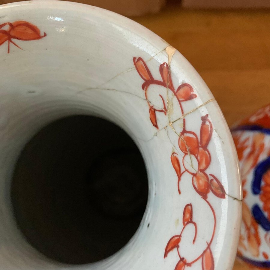 Par Vaser 2st Vas Handmålade Asien Vintage Retro Antik? Imari Stil Japan
