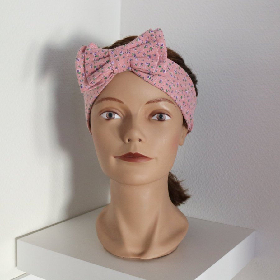 Headband/hårband, sött, handgjort - Rosa, blommig