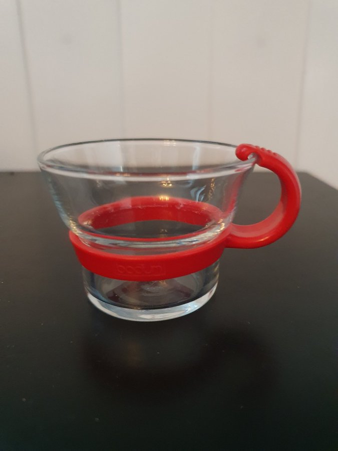 8st Glöggmuggar i Glas med Röda plasthandtag från Bodum