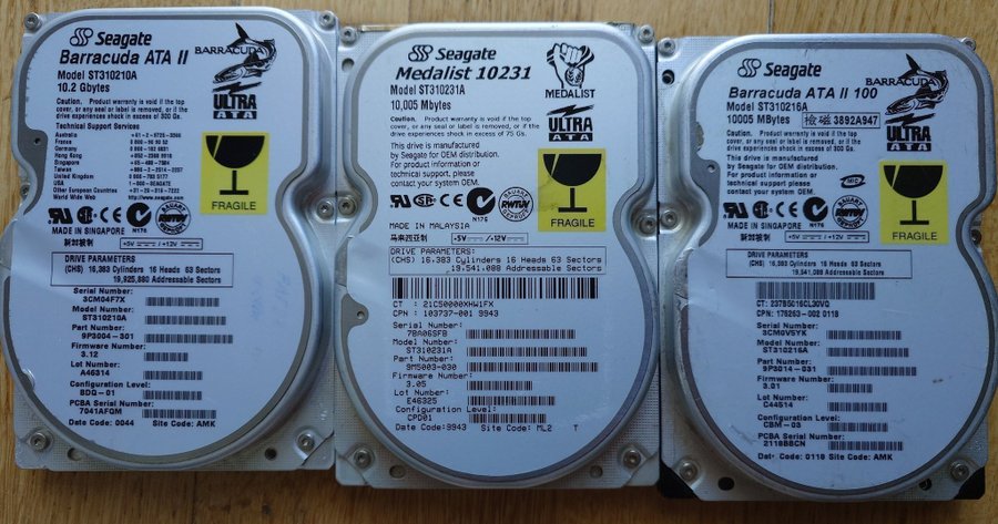 3x 10GB Seagate drives IDE