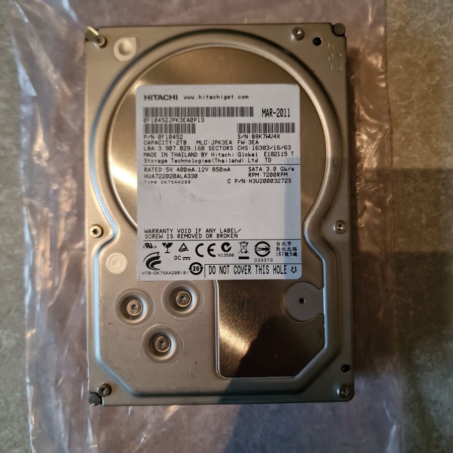 Hitachi Ultrastar 2TB 3,5" Intern Hårddisk, SATA