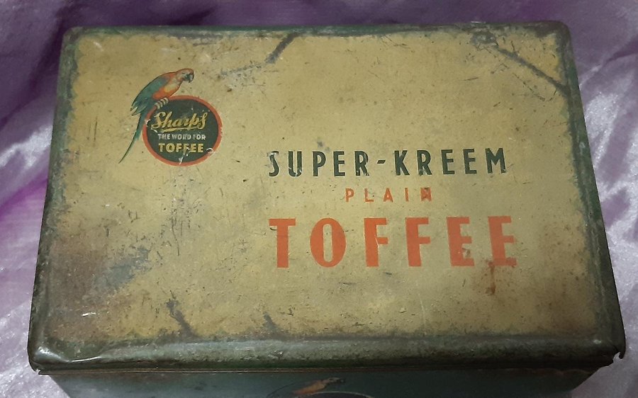 Vintage plåtask Antique Sharps Super Kreem Assorted Toffee Tin