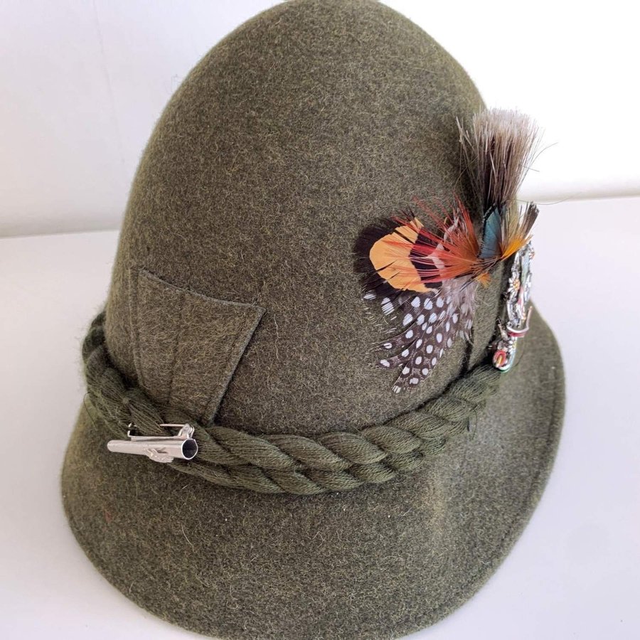 Vintage Original Dolomitenhut Hatt Wool Felt Feather Hat Made in Austria St57