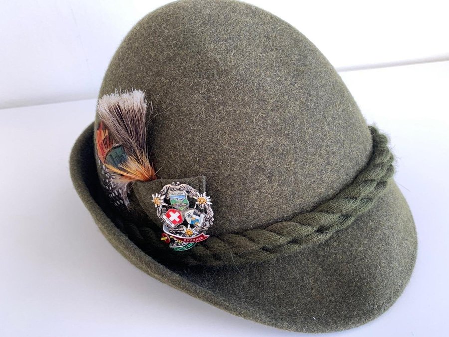 Vintage Original Dolomitenhut Hatt Wool Felt Feather Hat Made in Austria St57