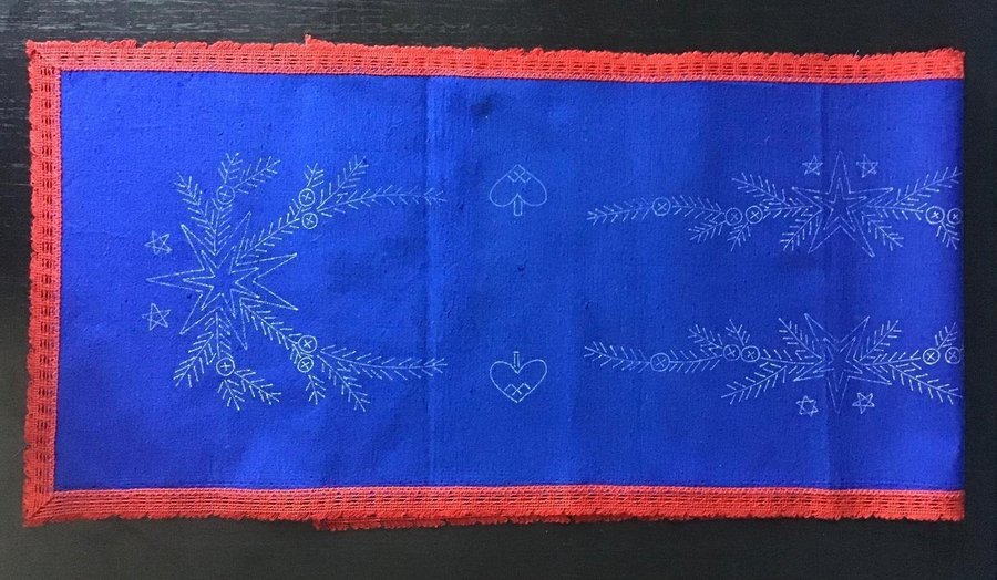 Broderi Retro Blå Julduk 28 x 96 cm Julmotiv Jul Sy Korsstygn Brodera själv DIY