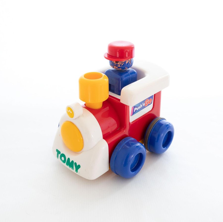 VINTAGE TOMY PUSH'N GO TRAIN ENGINE/LOK 1991 AKTIVITETSLEKSAK