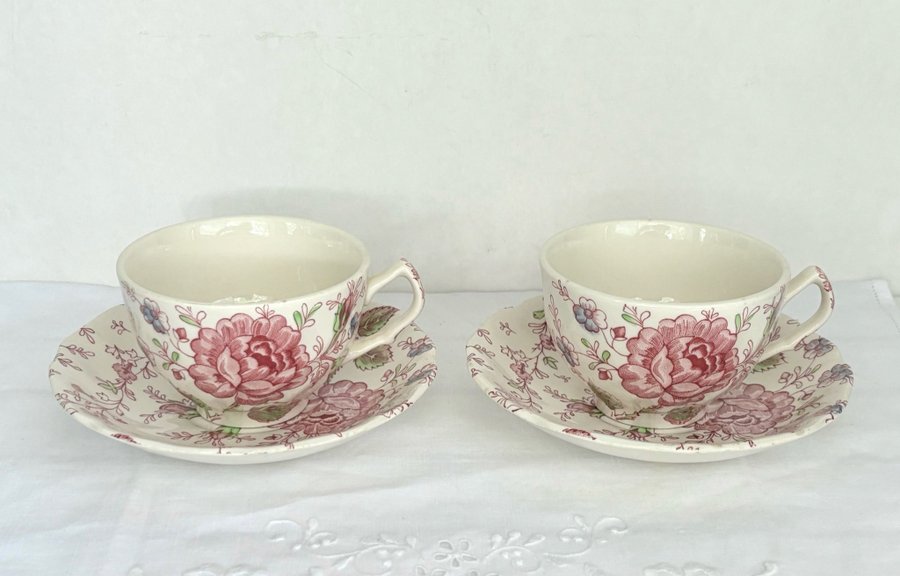 2 kaffekoppar - ROSE CHINTZ - Johnson Bros ENGLAND vintage