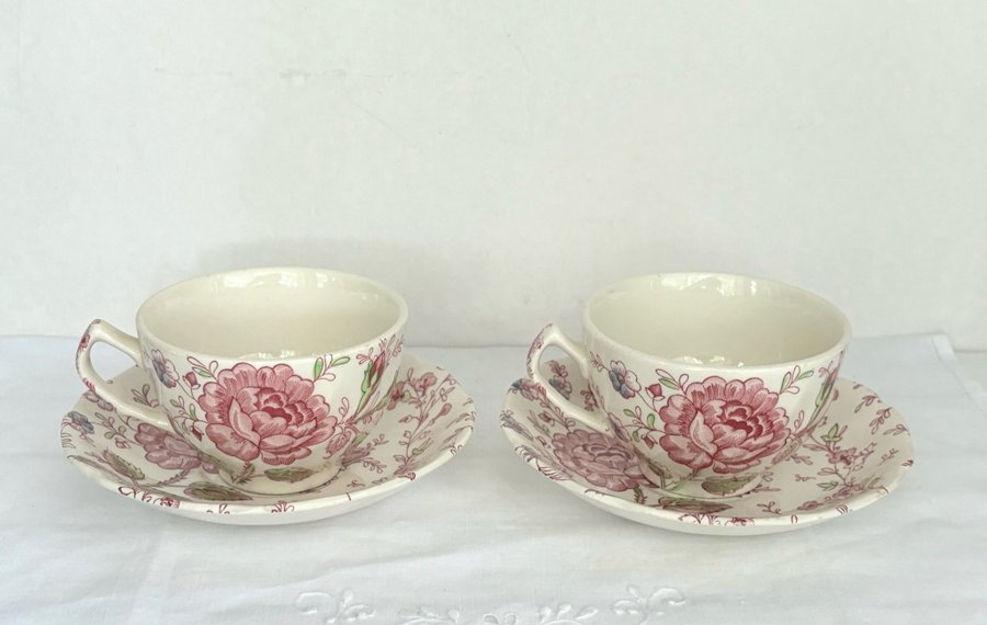 2 kaffekoppar - ROSE CHINTZ - Johnson Bros ENGLAND vintage