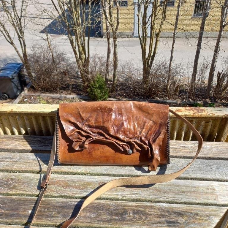 Vintage äkta skinnväska skinn crossbody väska