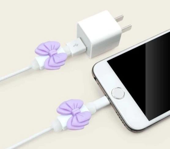 Nytt! Sladdskydd lila rosett laddare kabel sladd apple iphone android cute