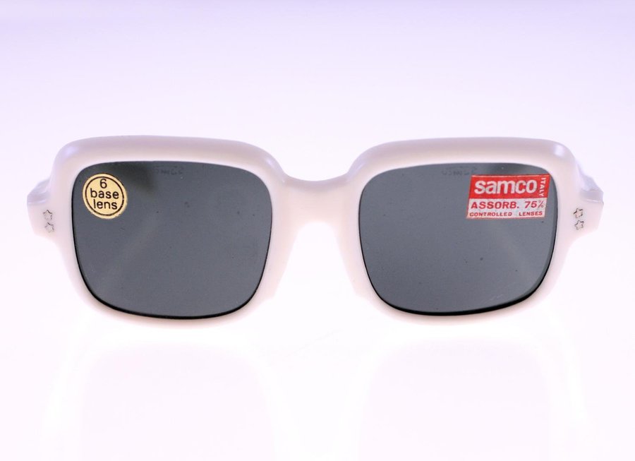 Samco Italian white acetate unisex sunglasses-circa 1960s/1970s -NEW-Weight 36g