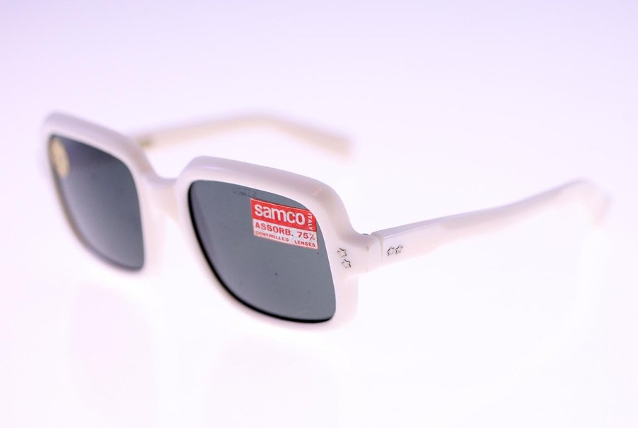 Samco Italian white acetate unisex sunglasses-circa 1960s/1970s -NEW-Weight 36g
