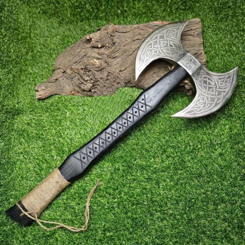 Axe Double headed Vikings axe Custom handmade double handed axe Forged axe