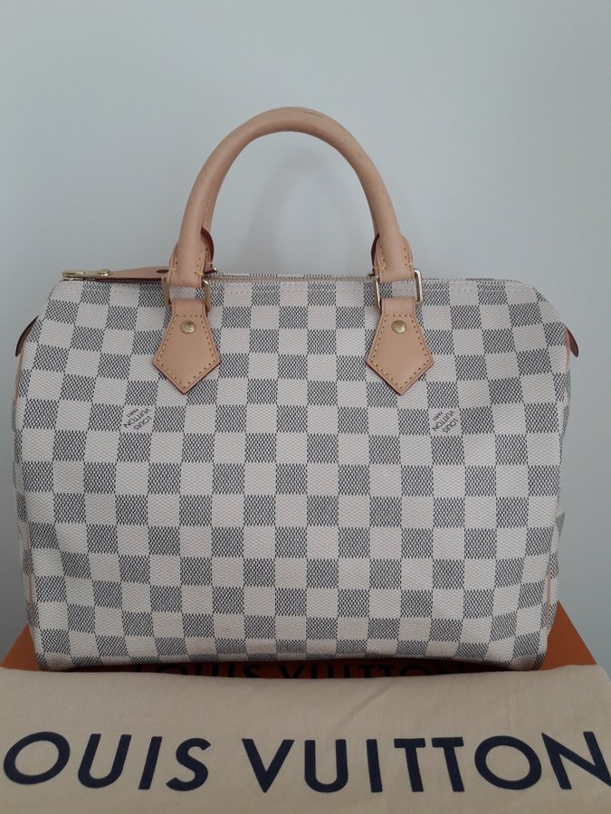 LOUIS VUITTON Väska Speedy 30 Damier Azur Canvas Nyskick Kvitto Nypris 18 400 kr