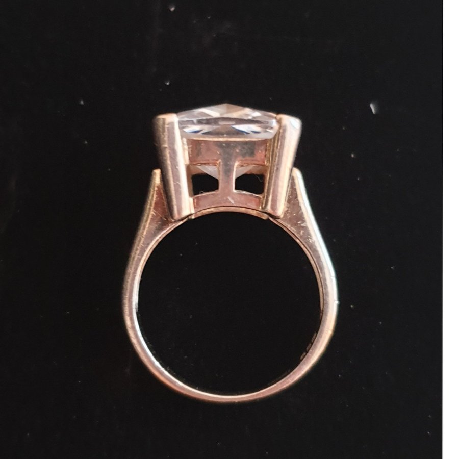 Ring, vit sten (Zirconia), 925, GULDFYND,