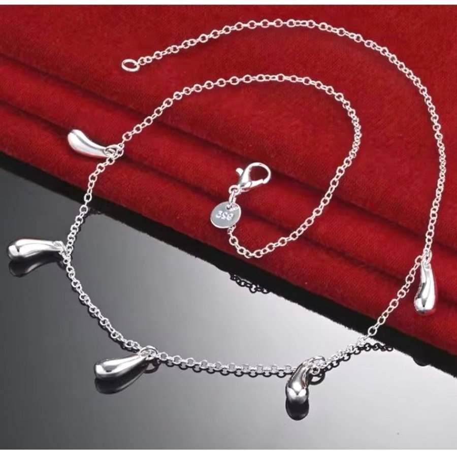 Nytt Fint 925 Silver Halsband - Droppe -