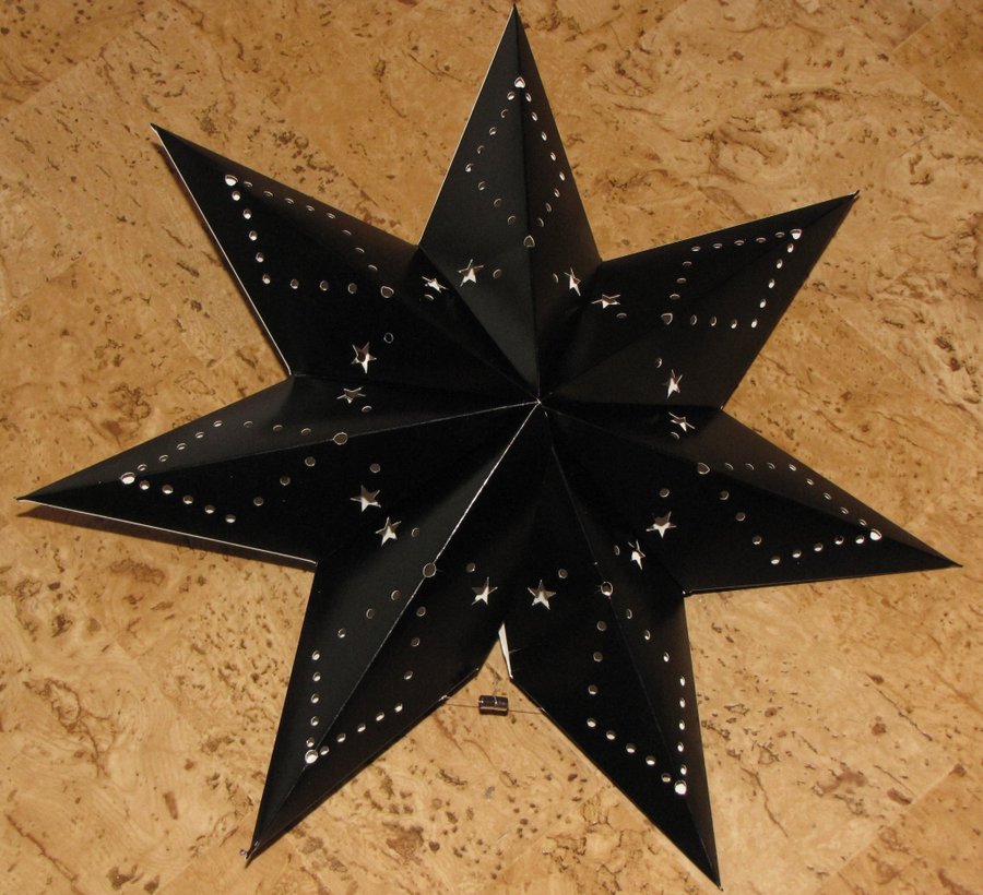 NY svart adventsstjärna pappers stjärna lampa stång JUL advent dekoration modern