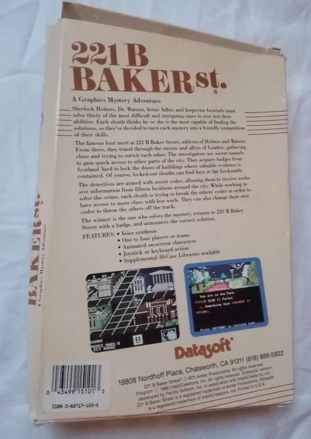 221B Baker Street (Datasoft) - DISK -  Commodore 64/C64