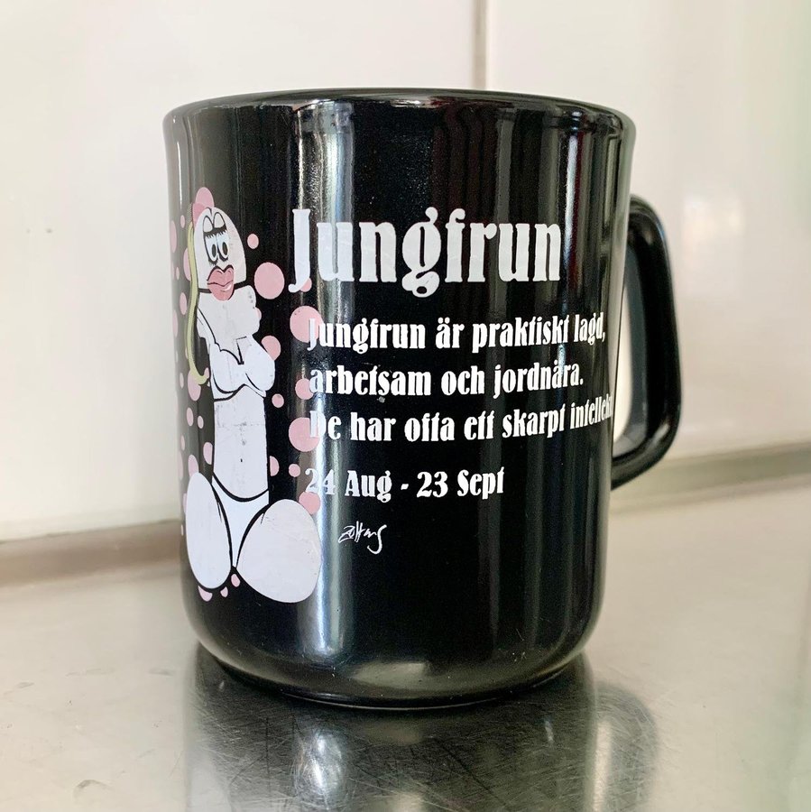 REA 9cm Svart Mugg Kopp Humor Jungfru Horoskop