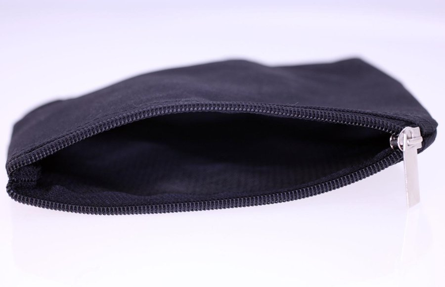 Looks mini black zipped pouch suitable for make-up-circa 00's-Weight 28g