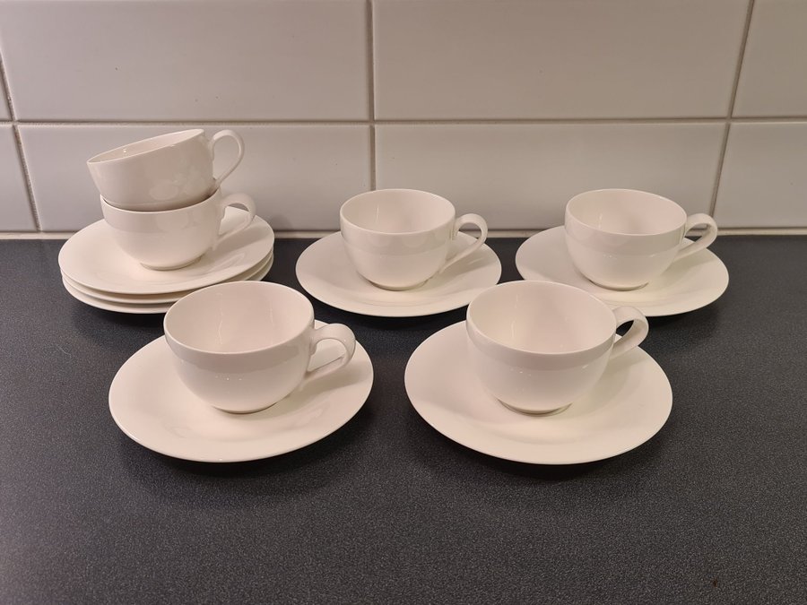 Villeroy  Boch New Cottage 6 x kaffekoppar med fat vita