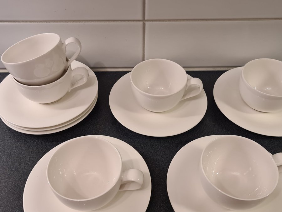 Villeroy  Boch New Cottage 6 x kaffekoppar med fat vita