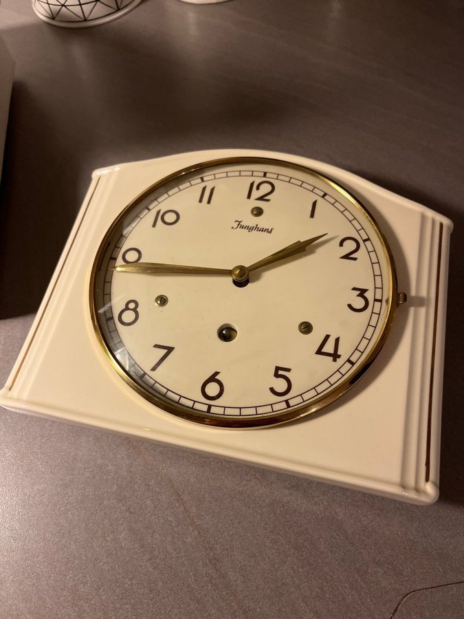 Mechanical Ceramic Wall Clock from Junghans, Germany, 1950s